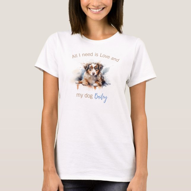 Personalisierter australischer Shepherd-T - Shirt (Vorderseite)