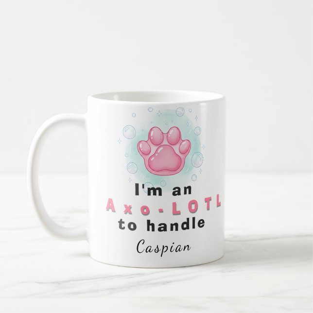 Personalisierter Axolotl-Pfotenabdruck & Zitat Kaf Kaffeetasse (Links)