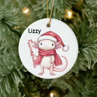 Personalisierter Axolotl Salamander Weihnachten Keramik Ornament