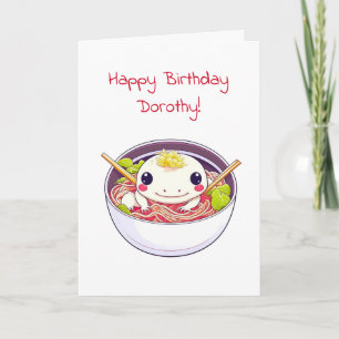 Personalisierter Axolotl und Ramen zum Geburtstag Karte