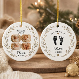 Personalisierter Baby-4-Foto-Rundkeramik-Schmuck Keramik Ornament