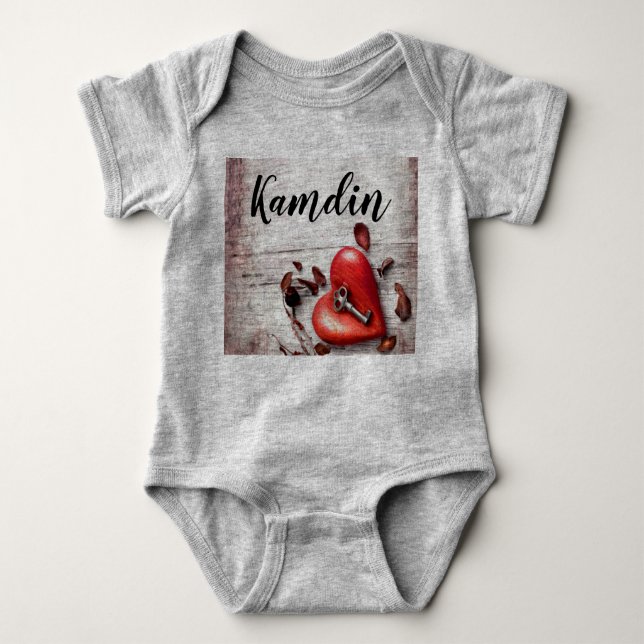 Personalisierter Baby Body Anzug Country Wood Key  Baby Strampler (Vorderseite)