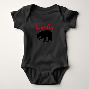 Personalisierter Baby Body Anzug Red Buffalo Black Strampler