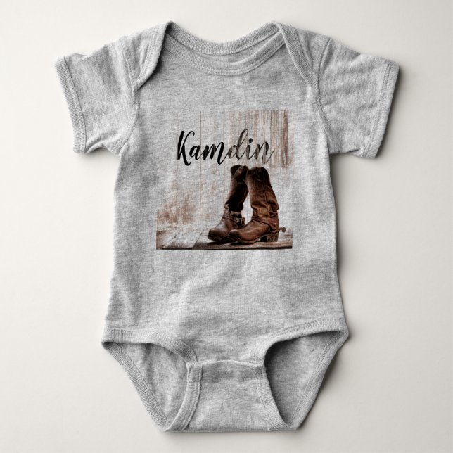 Personalisierter Baby Body Anzug stickt rustikales Baby Strampler (Vorderseite)