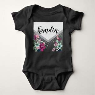 Personalisierter Baby Body Anzug Tropische Blume a Baby Strampler