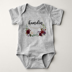 Personalisierter Baby Body Anzug White Roses Gold  Strampler