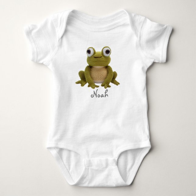 Personalisierter Baby Bodysuit Crochet Frog Strampler (Vorderseite)
