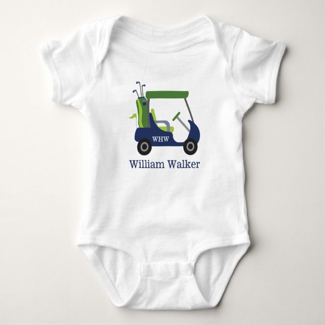 Personalisierter Baby Bodysuit für Navy & Green Go Baby Strampler (Vorderseite)