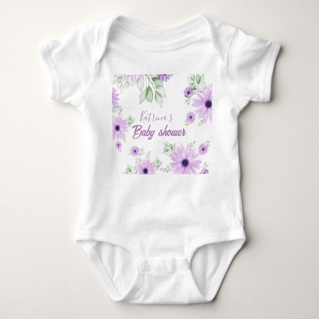 Personalisierter Baby Bodysuit - Violett Wasserfar Baby Strampler (Vorderseite)