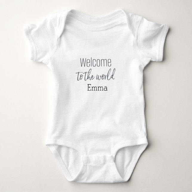 Personalisierter Baby-Bodysuit "Welcome to World" Baby Strampler (Vorderseite)