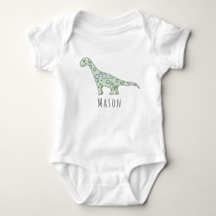 Personalisierter Baby Boy Doodle Dinosaurier mit d Baby Strampler