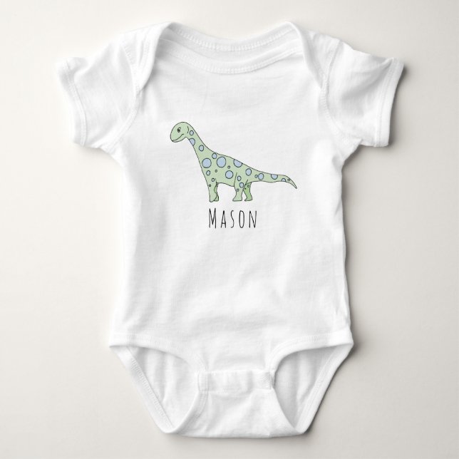 Personalisierter Baby Boy Doodle Dinosaurier mit N Baby Strampler (Vorderseite)