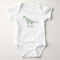 Personalisierter Baby Boy Doodle Dinosaurier mit N