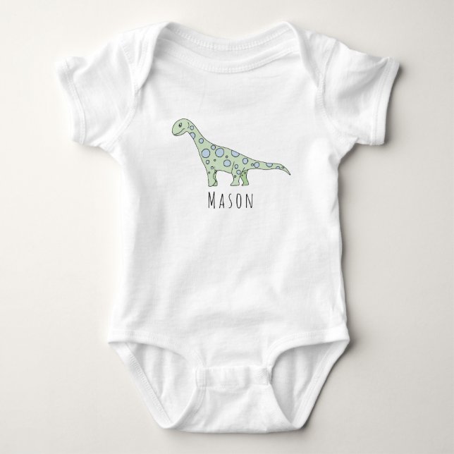Personalisierter Baby Boy Doodle Dinosaurier mit N Strampler (Vorderseite)