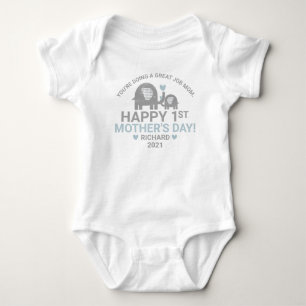 Personalisierter Baby Boy First Mother's Day Eleph Strampler