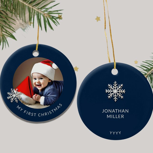 Personalisierter Baby Boy's First Christmas Orname Keramik Ornament (Von Creator hochgeladen)