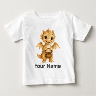 Personalisierter Baby-Drache mit Holzkorb Baby T-shirt