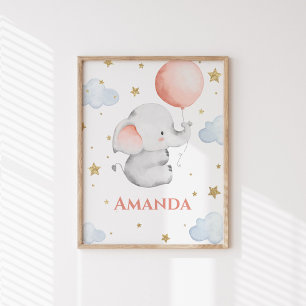 Personalisierter Baby-Elefant mit individuellem Na Poster
