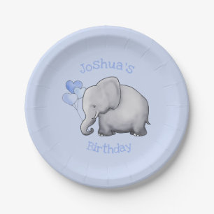 Personalisierter Baby-Elefant-Säuglings-Geburtsta Pappteller