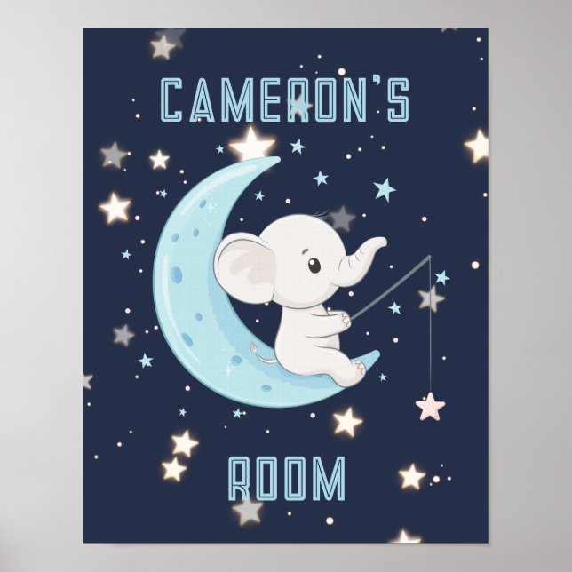 Personalisierter Baby Elephant 4 Sterne Poster fis (Vorne)