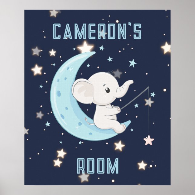 Personalisierter Baby Elephant 4 Sterne Poster fis (Vorne)