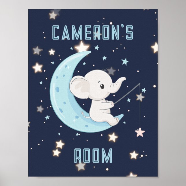 Personalisierter Baby Elephant 4 Sterne Poster fis (Vorne)