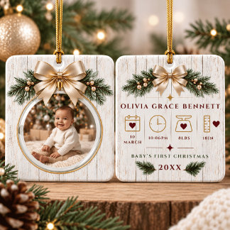 Personalisierter Baby-Erstweihnachts-Foto-Schmuck Keramikornament
