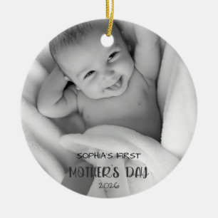 Personalisierter Baby-Foto-Schmuck 1. Muttertag Keramik Ornament