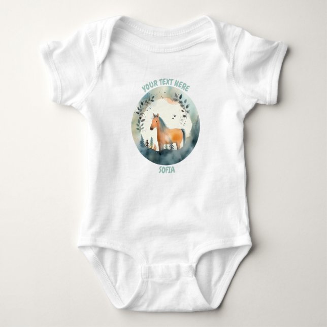 Personalisierter Baby Horse Bodysuit Baby Strampler (Vorderseite)