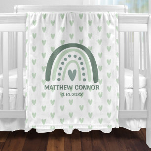 Personalisierter Baby-Junge-Regenbogen und Herzen Fleecedecke