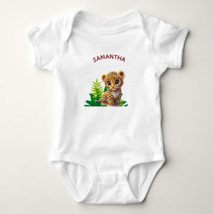 Personalisierter Baby-Leoparden-Body Anzug Dschung Baby Strampler