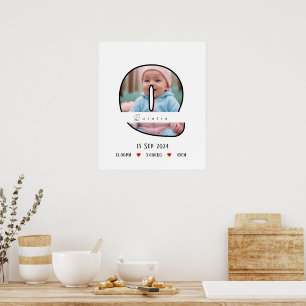 Personalisierter Baby Letter Q mit Grenzplakat Poster
