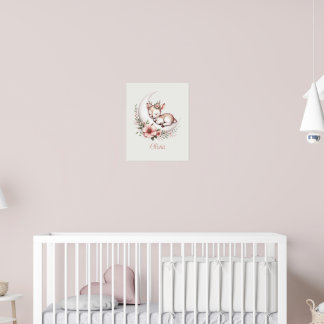 Personalisierter Baby Mädchen Hirsch Poster