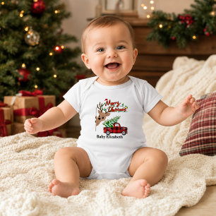 Personalisierter Baby-Name Rudolph Weihnachten Baby Strampler