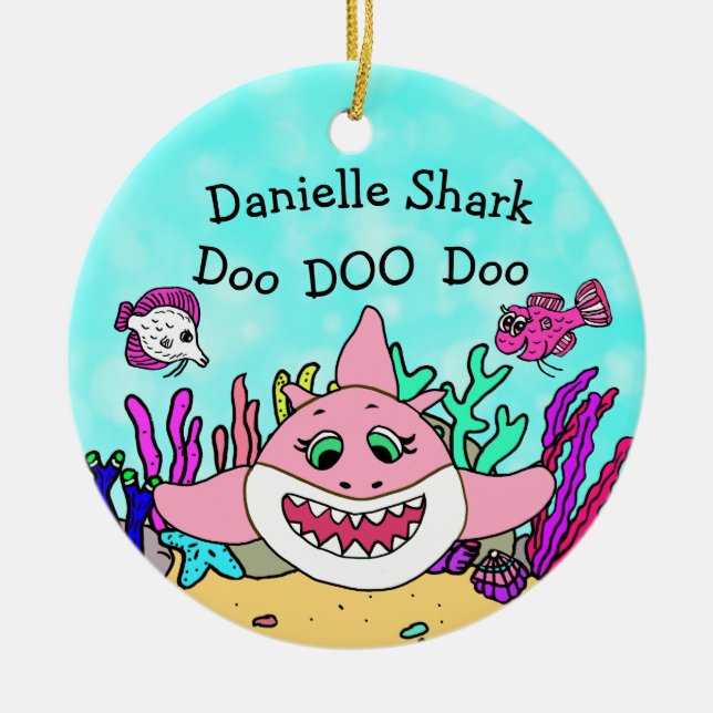Personalisierter Baby Shark Keramik Ornament (Vorne)