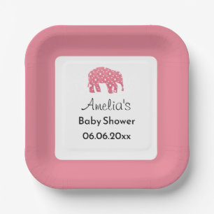 Personalisierter Baby Shower 'Hübscher Rosa Elefan Pappteller