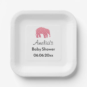 Personalisierter Baby Shower 'Hübscher Rosa Elefan Pappteller
