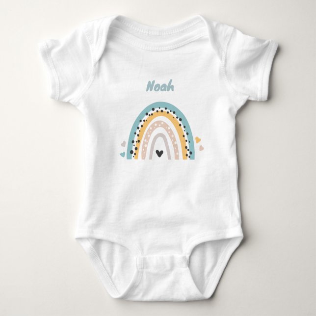 Personalisierter Babybody mit Name und Regenbogen Baby Strampler (Vorderseite)