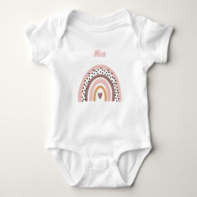 Personalisierter Babybody mit Name und Regenbogen Baby Strampler (Vorderseite)