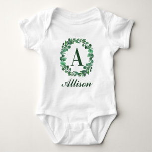 Personalisierter Babyname mit Eukalyptus-Wasserfar Baby Strampler