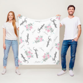 Personalisierter Babyname| Wasserfarbene Boho-Blum Fleecedecke