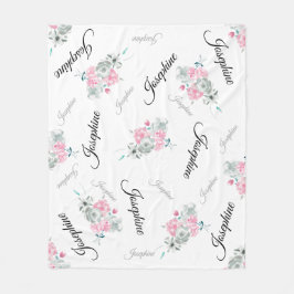 Personalisierter Babyname| Wasserfarbene Boho-Blum Fleecedecke