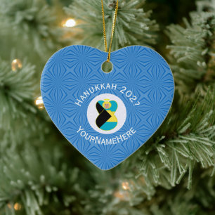 Personalisierter bahamischer Engel Hanukkah Blond  Keramik Ornament