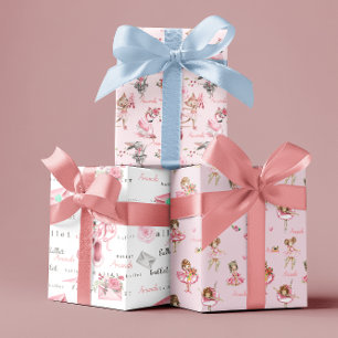 Personalisierter Ballerina Ballet Name Kleinere Bi Geschenkpapier Set