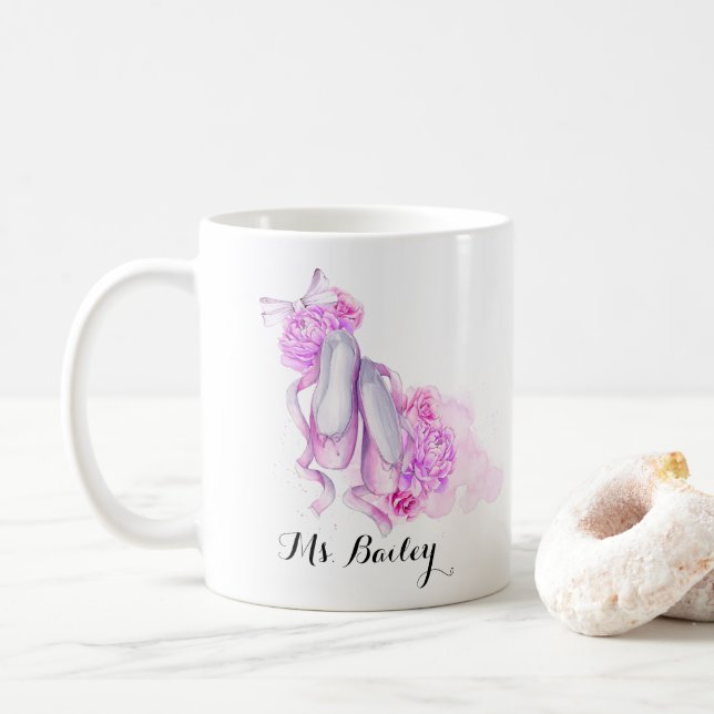 Personalisierter Ballett-LehrerWatercolor Kaffeetasse (Mit Donut)