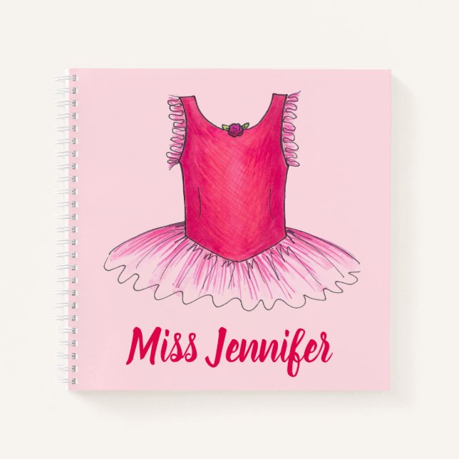 Personalisierter Ballettlehrer Pink Tutu-Geschenk Notizbuch (Vorderseite)
