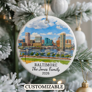 Personalisierter Baltimore-Schmuck, Maßgeschneider Keramik Ornament