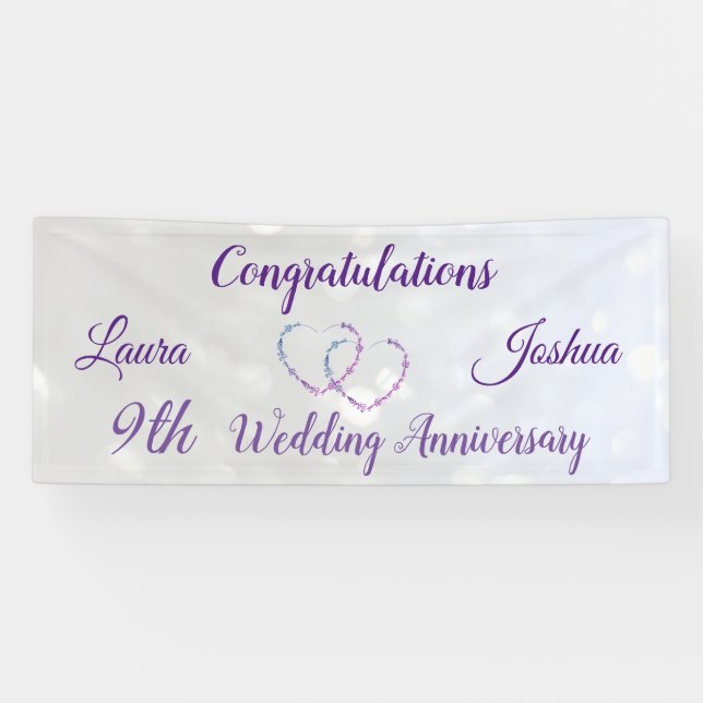 Personalisierter Banner zum 9. Hochzeitstag (Horizontal)