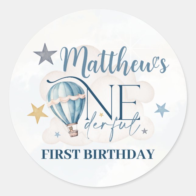 Personalisierter Bär in einem Ballon Runder Aufkleber (Vorderseite)