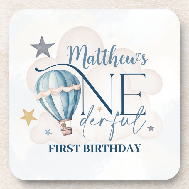 Personalisierter Bär in einem Ballon-Untersetzer Getränkeuntersetzer (Vorderseite)